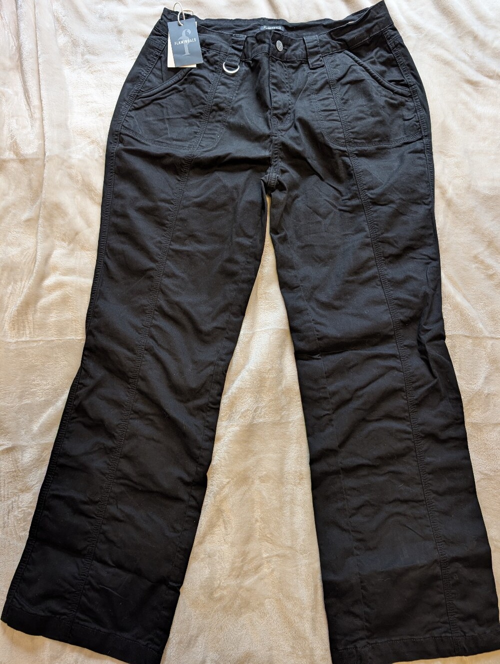 Flamingals Straight Leg Mid Rise Cargo Style Pants Stitch Detail NWT XL - Picture 4 of 8